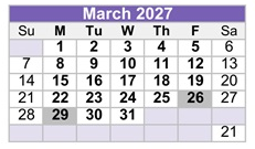 District School Academic Calendar for Cordova High for March 2027