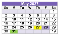 District School Academic Calendar for Cordova High for May 2027