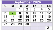 District School Academic Calendar for Cordova High for September 2026