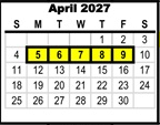 District School Academic Calendar for Clemmons Elementary for April 2027