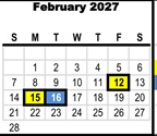 District School Academic Calendar for Clemmons Elementary for February 2027