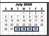 District School Academic Calendar for Clemmons Elementary for July 2026