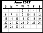 District School Academic Calendar for Clemmons Elementary for June 2027