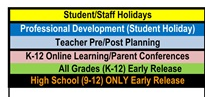 District School Academic Calendar Legend for Clemmons Elementary