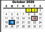 District School Academic Calendar for Clemmons Elementary for October 2026