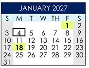 District School Academic Calendar for Courreges (roch) Elementary for January 2027