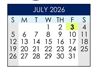 District School Academic Calendar for Courreges (roch) Elementary for July 2026