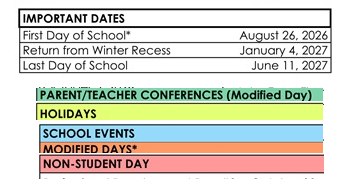 District School Academic Calendar Legend for Courreges (roch) Elementary