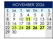 District School Academic Calendar for Courreges (roch) Elementary for November 2026