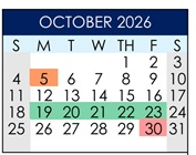 District School Academic Calendar for Courreges (roch) Elementary for October 2026