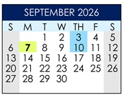 District School Academic Calendar for Courreges (roch) Elementary for September 2026