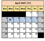 District School Academic Calendar for Fair (J. Wilbur) Junior High for April 2027