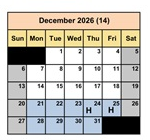 District School Academic Calendar for Fair (J. Wilbur) Junior High for December 2026