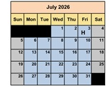 District School Academic Calendar for Fair (J. Wilbur) Junior High for July 2026