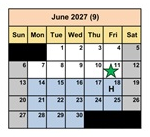 District School Academic Calendar for Fair (J. Wilbur) Junior High for June 2027