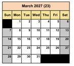 District School Academic Calendar for Fair (J. Wilbur) Junior High for March 2027