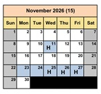 District School Academic Calendar for Fair (J. Wilbur) Junior High for November 2026