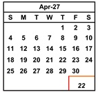 District School Academic Calendar for Vista Alternative for April 2027