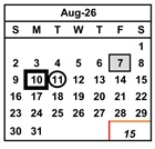 District School Academic Calendar for Vista Alternative for August 2026