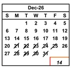 District School Academic Calendar for Vista Alternative for December 2026