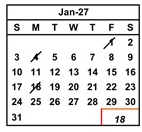 District School Academic Calendar for Vista Alternative for January 2027