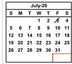 District School Academic Calendar for Vista Alternative for July 2026
