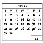 District School Academic Calendar for Vista Alternative for November 2026