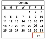 District School Academic Calendar for Vista Alternative for October 2026