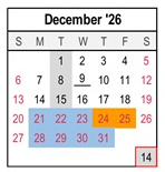 District School Academic Calendar for Valley Preparatory Academy Charter for December 2026