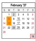 District School Academic Calendar for Valley Preparatory Academy Charter for February 2027