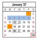 District School Academic Calendar for Valley Preparatory Academy Charter for January 2027
