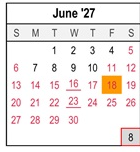 District School Academic Calendar for Valley Preparatory Academy Charter for June 2027