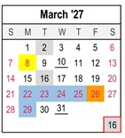 District School Academic Calendar for Valley Preparatory Academy Charter for March 2027