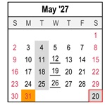 District School Academic Calendar for Valley Preparatory Academy Charter for May 2027
