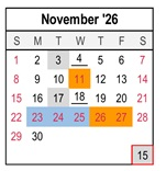 District School Academic Calendar for Valley Preparatory Academy Charter for November 2026
