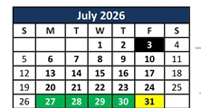 District School Academic Calendar for Mesquite Elementary for July 2026