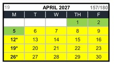 District School Academic Calendar for Canyon Elementary for April 2027