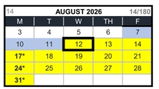 District School Academic Calendar for Canyon Elementary for August 2026