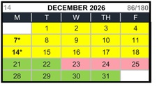 District School Academic Calendar for Canyon Elementary for December 2026