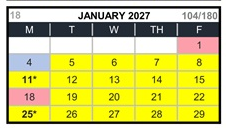 District School Academic Calendar for Canyon Elementary for January 2027