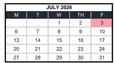 District School Academic Calendar for Canyon Elementary for July 2026