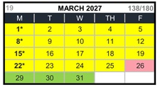 District School Academic Calendar for Canyon Elementary for March 2027