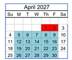 District School Academic Calendar for Brownell Middle School for April 2027