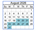 District School Academic Calendar for Brownell Middle School for August 2026