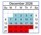 District School Academic Calendar for Brownell Middle School for December 2026
