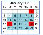 District School Academic Calendar for Brownell Middle School for January 2027