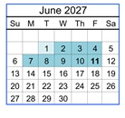 District School Academic Calendar for Brownell Middle School for June 2027