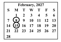 District School Academic Calendar for Verdugo Academy for February 2027