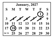 District School Academic Calendar for Verdugo Academy for January 2027