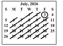 District School Academic Calendar for Verdugo Academy for July 2026